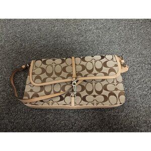 Coach Demi Bag 6348 Vintage Khaki Signature C Jacquard Leather Shoulder Purse